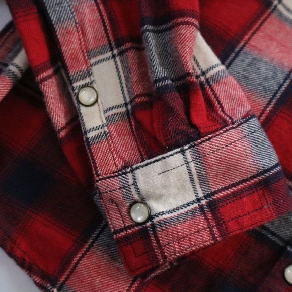 Mossimo Western Style Long Sleeve Plaid Flannel Button Down Shirt Size XS - Picture 12 of 13